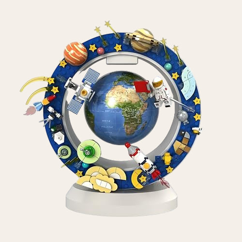 Floating Globe With Led Light-With Building Blocks For Children